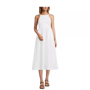 Lands' End Linen Sleeveless Square High Neck Midi Dress 1X